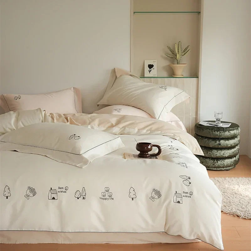 DecorBites™ Brushed Volcanic Fleece Bedding Set: Luxe 100% Cotton Duvet Cover & Pillowcases