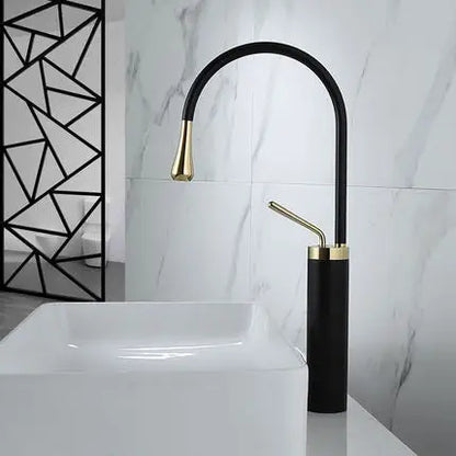 DecorBites™ Brushed Gold/Black/White Basin Faucet with Single Handle Swivel Sink Water Crane