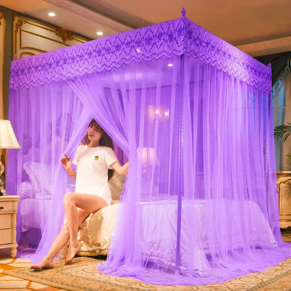 DecorBites™ Lace Pleated Bed Net Canopy for Queen Size Double Bed
