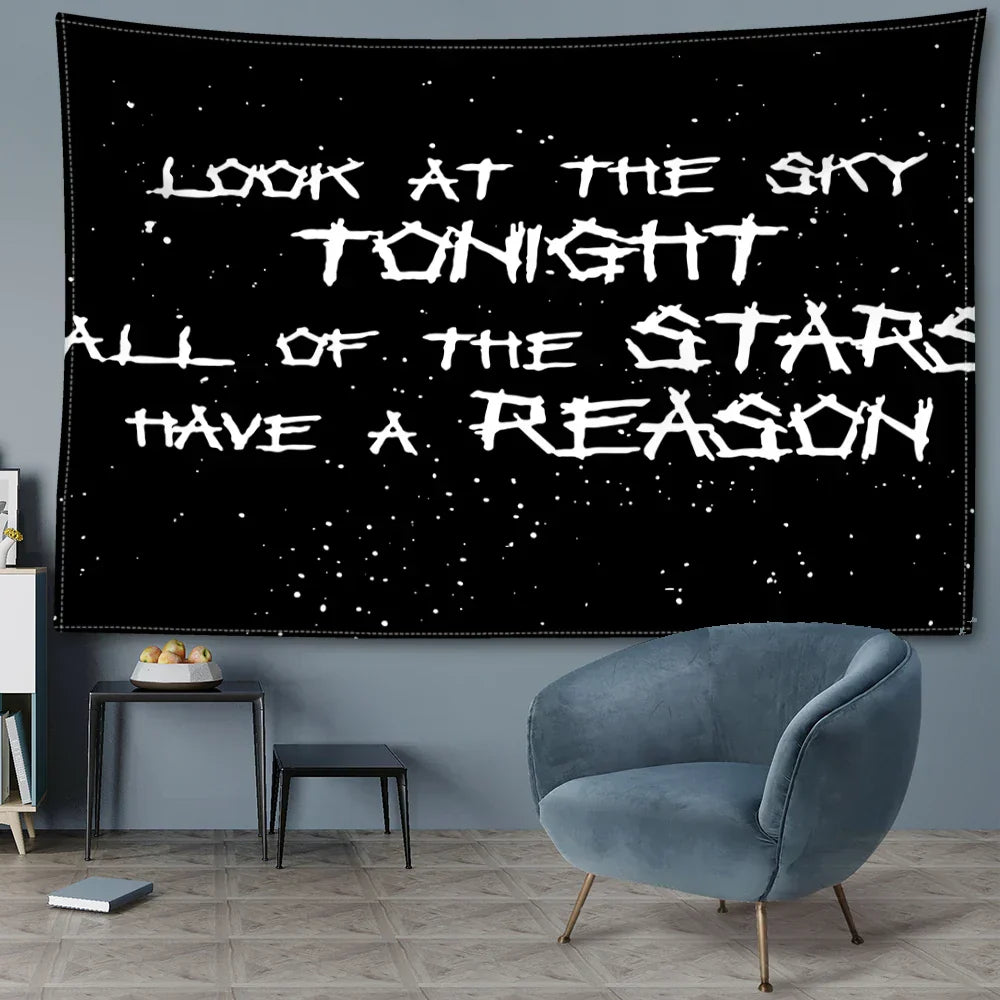 DecorBites™ Black Sky Art Tapestry: Lil Peep Aesthetic Dorm Decor for Mysterious Vibes