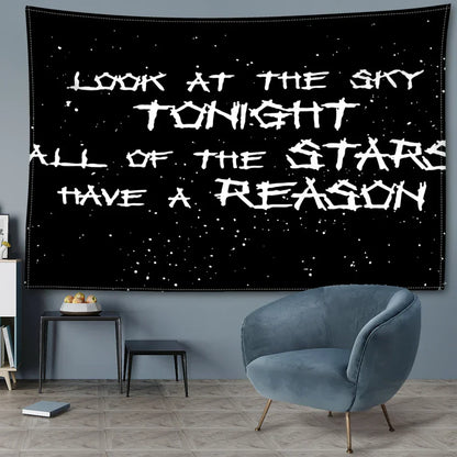 DecorBites™ Black Sky Art Tapestry: Lil Peep Aesthetic Dorm Decor for Mysterious Vibes