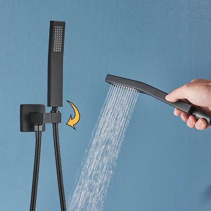 DecorBites™ LED Black Wall Mounted Shower Faucet Set with Rainfall Shower Head