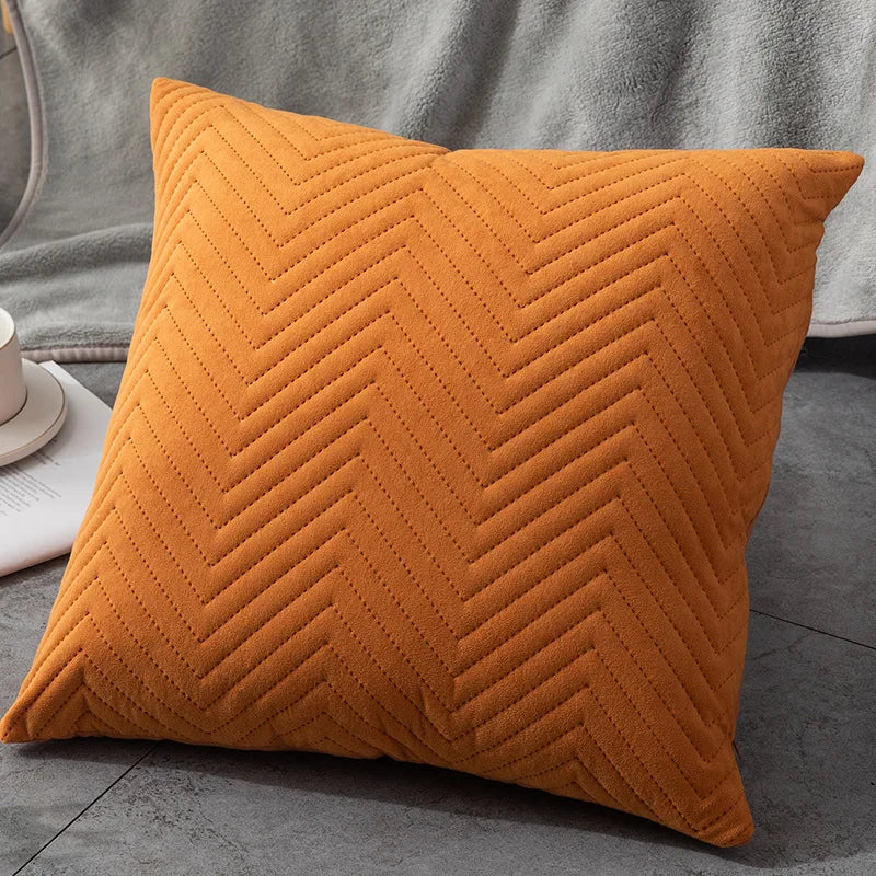 DecorBites™ Blue Wave Crimping Quilted Cushion Cover for Home Sofa Bed Decor
