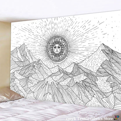 DecorBites™ Black & White Stars Mandala Tapestry - Home Decor