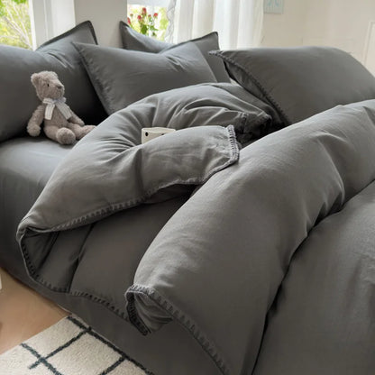 DecorBites™ Cotton Edge Embroidery Bedding Set for Autumn/Winter