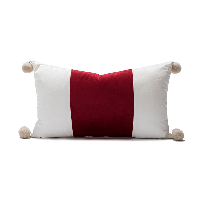 DecorBites™ Christmas Bow Patchwork Velvet Pillow Cover Set for Festive Home Decor