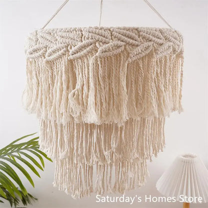 DecorBites™ Boho Macrame Ceiling Pendant Light Cover for Home Bedroom Chandeliers