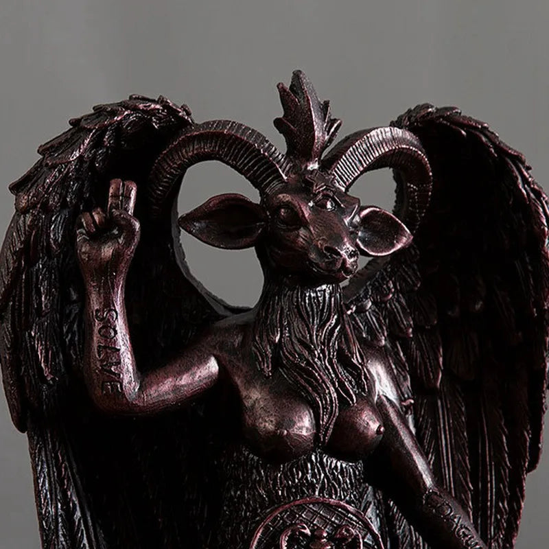 DecorBites™ Baphomet Horned Devil Statue 16cm: Satanic Goat Figurine for Home Office Decor