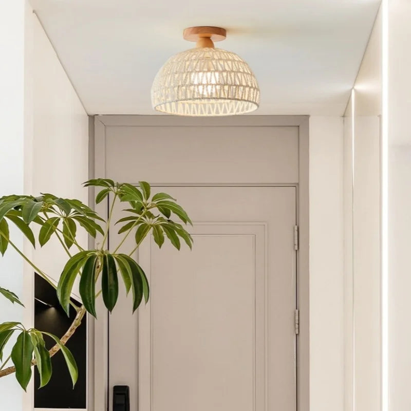 DecorBites™ LED Wicker Wood Ceiling Lights Modern Style Hallway Nordic Luminaria