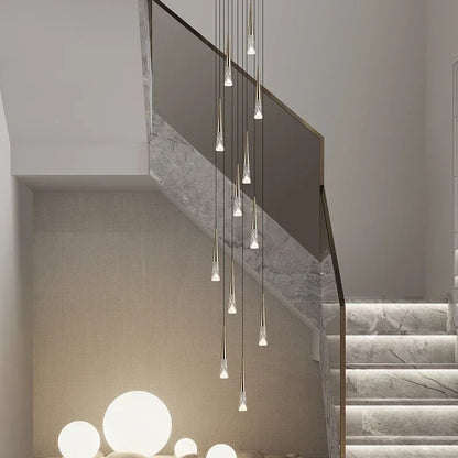 DecorBites™ LED Rain Drop Chandelier Staircase Pendant Light Fixture Modern Nordic Design