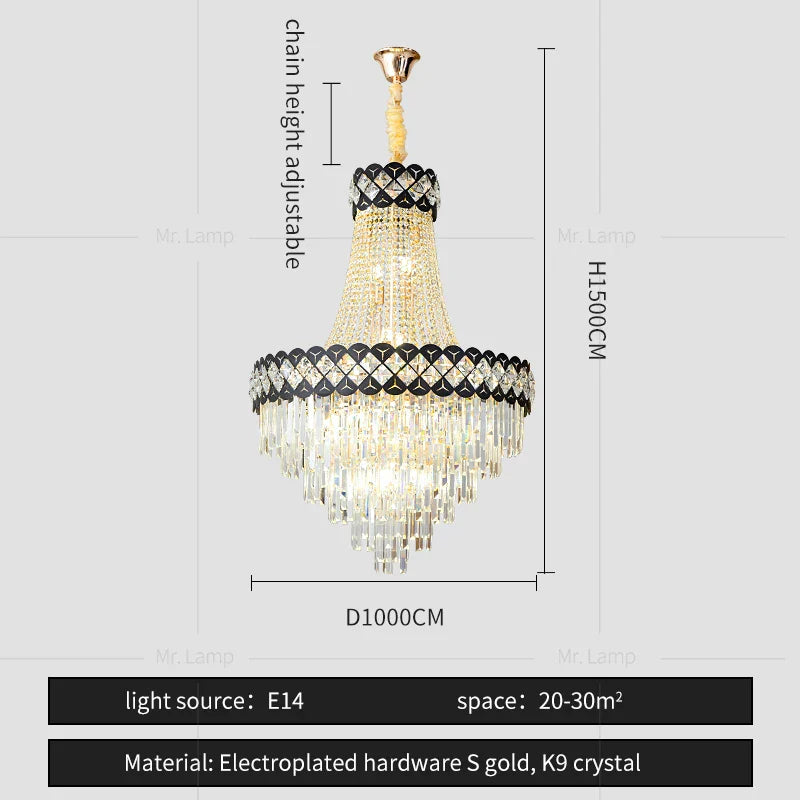 DecorBites™ Crystal Chandelier Spiral Staircase Living Room Lamp Texture Design