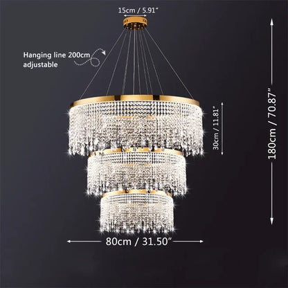 DecorBites™ Crystal Chandelier: Luxury Gold LED Circle Ceiling Pendant Light
