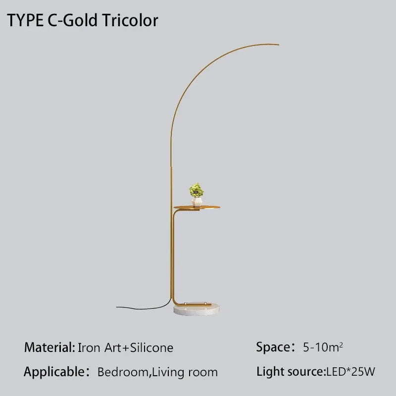 DecorBites™ LED Art Floor Lamp Modern Design Black White Gold Living Room Decoration