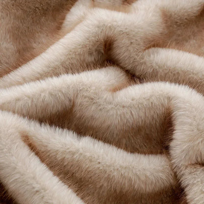 DecorBites™ Luxe Faux Fox Plush Blanket: Thick, Warm, Soft Sofa Cover - High-Quality Solid Color