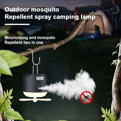DecorBites™ 4-in-1 Rechargeable LED Camping Lantern with Fan & Spray