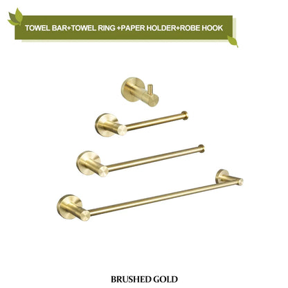 DecorBites™ Brushed Gold Bathroom Pendant Set: Toilet Brush Holder, Paper Holder, Towel Bar & More