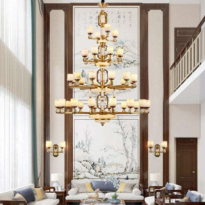 DecorBites™ All Copper Jade Chandelier, Modern Chinese Style for Living Room, Bedroom, Dining Room.