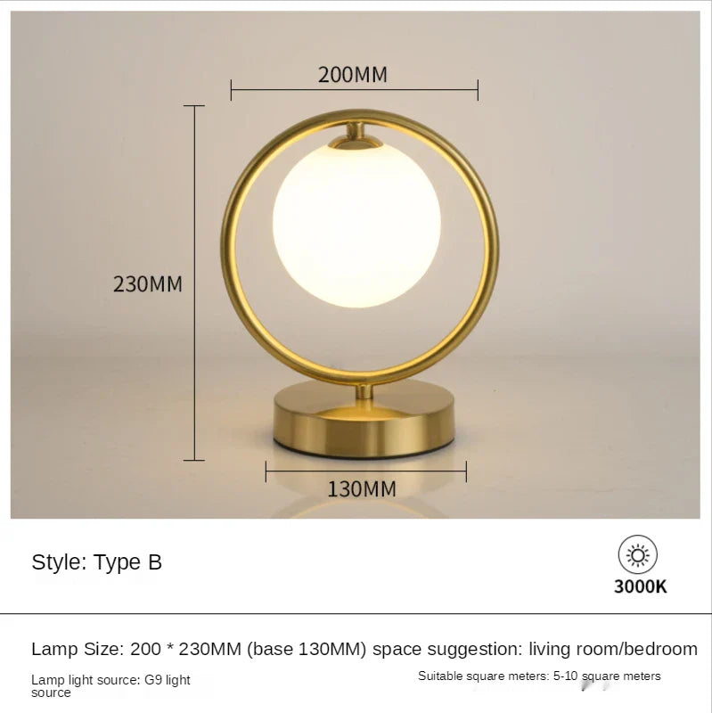 DecorBites™ Glass Ball LED Table Lamp for Stylish Bedroom Decor
