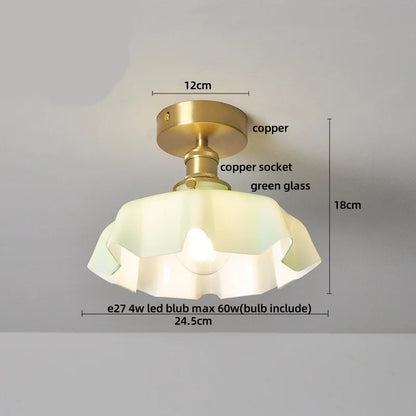 DecorBites™ Blue Flower Glass LED Ceiling Light | Nordic Modern Flush Mount Lamp