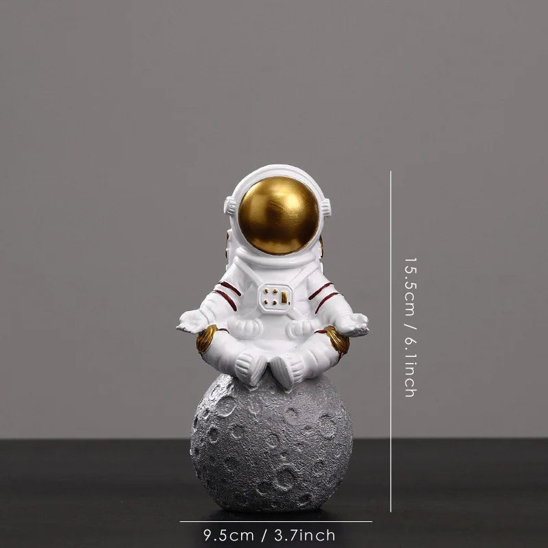 DecorBites™ Astronaut Figurines: Modern Spaceman with Moon Sculpture, Perfect Gift for Man & Boyfriend