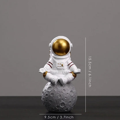 DecorBites™ Astronaut Figurines: Modern Spaceman with Moon Sculpture, Perfect Gift for Man & Boyfriend