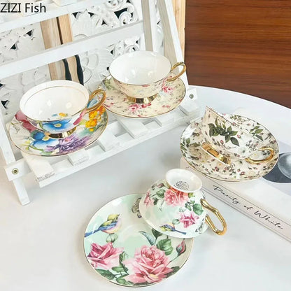 DecorBites™ Brilliant Flowers Pattern Ceramic Coffee Mug Set