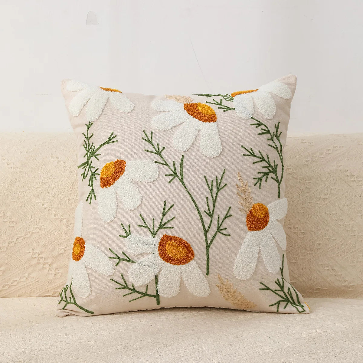 DecorBites™ Geometric Chenille Embroidered Pillow Covers Boho Moroccan Style Decor