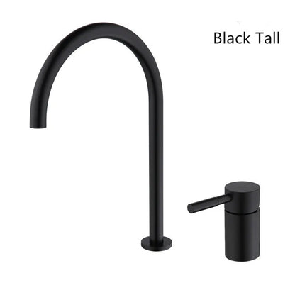 DecorBites™ Black Basin Faucet: Brushed Gold Two-Hole Bathroom Sink Tap with Rotating Spout