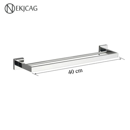 DecorBites™ Black Bathroom Set: Towel Holder, Paper Holder, Gold Rod, Robe Hook - Stainless Steel Accessories