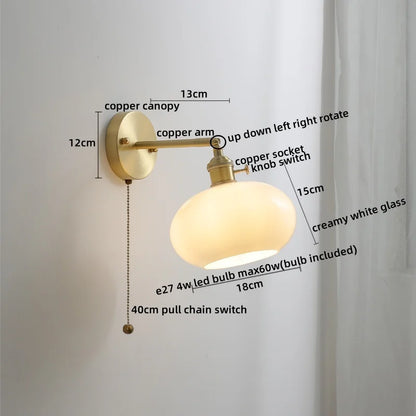 DecorBites™ Ceramic Copper LED Wall Light with Pull Chain Switch for Modern Nordic Home Decor