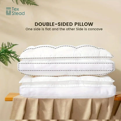 DecorBites™ Double Layer Fiber Pillow: Soft & Fluffy Hotel Adult Neck Pillow for All Sleepers