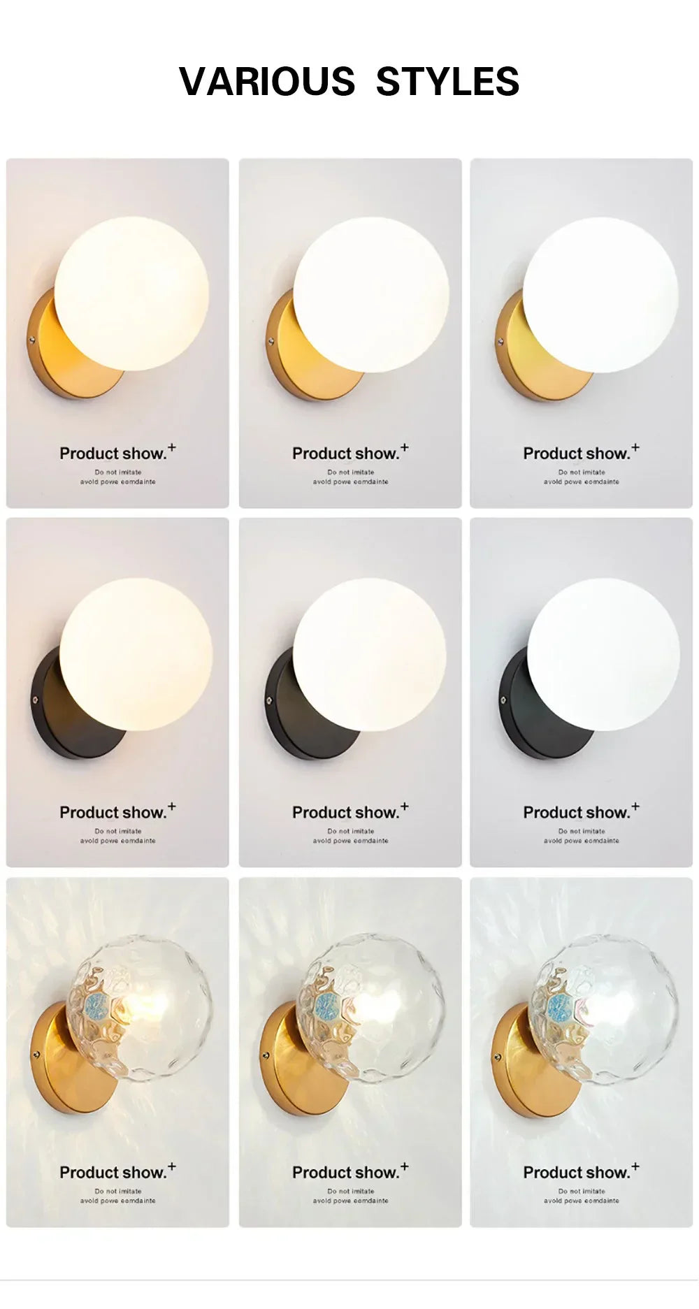DecorBites™ Gold Glass Ball LED Wall Light for Living Room Bedroom Bathroom Decor