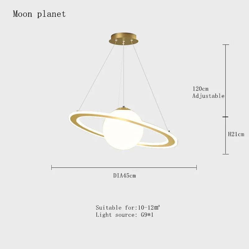 DecorBites™ Children's Planet Earth Pendant Lamp: Acrylic Space Star Theme LED Hanging Light