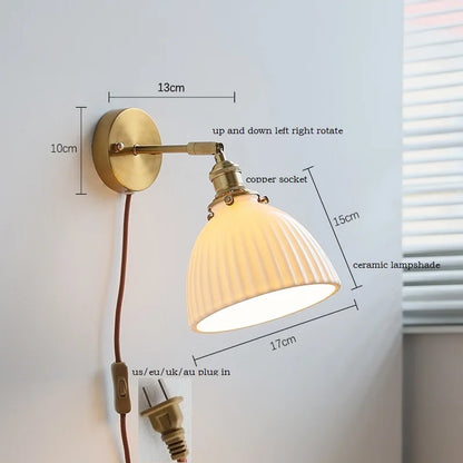 DecorBites™ Ceramic Wall Sconce with Adjustable Iron Arm for Living Room Décor