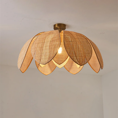 DecorBites™ Handmade Rattan Petal Pendant Light with Chinese Style Design for Living & Dining Rooms