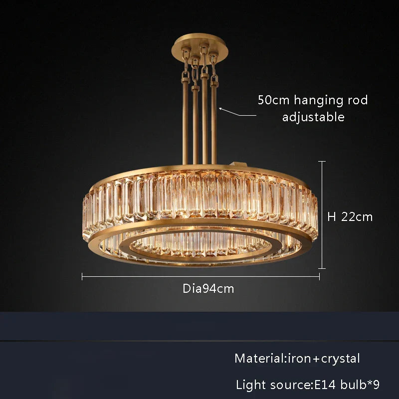 DecorBites™ Gold Crystal Ceiling Chandelier LED Light Fixture for Luxury Home Decor