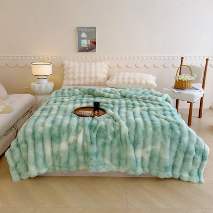 DecorBites™ Gradient Grey Cashmere Fleece Winter Blanket