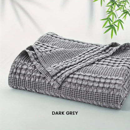 DecorBites™ Bamboo Cotton Waffle Blanket - Lightweight Breathable Blanket