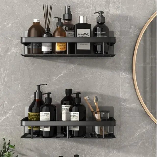DecorBites™ Aluminum Corner Shower Storage Rack - Punch-free Bathroom Shelf Organizer