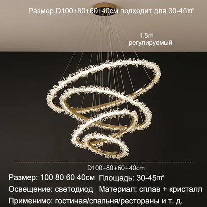 ™ Golden Crystal LED Round Chandelier for Luxury Indoor Lighting
