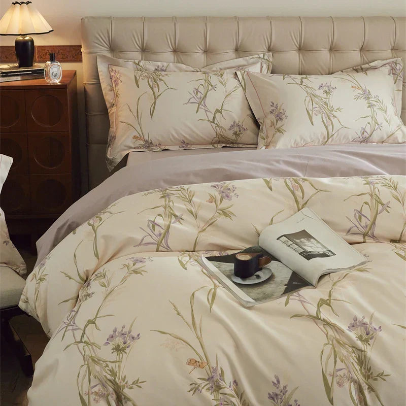 DecorBites™ Butterfly Blooming Flowers Print 100% Egyptian Cotton Bedding Set