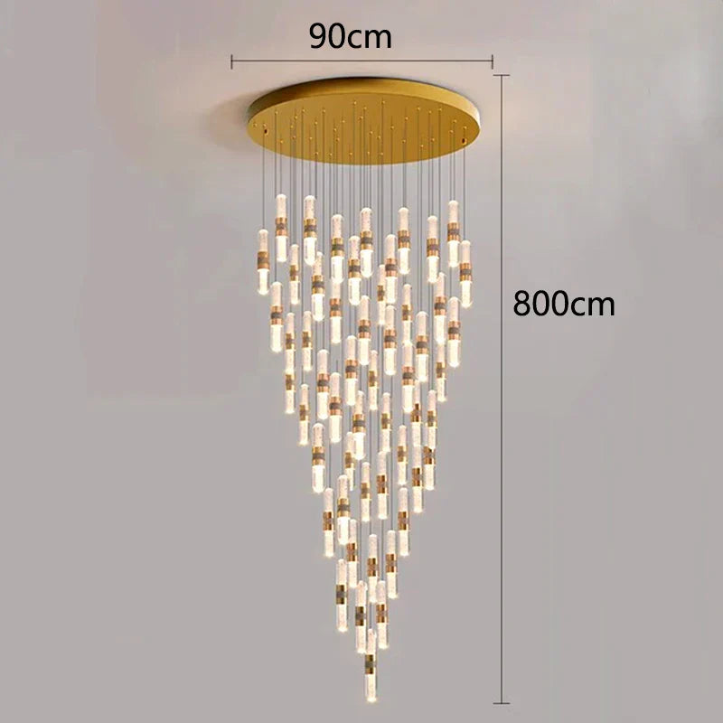 DecorBites™ Crystal Chandelier Stair Pendant Lamp Living Room Pendant Lights Interior Lighting