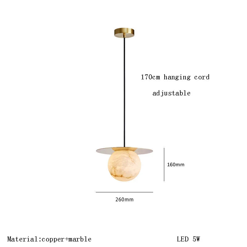 DecorBites™ Alabaster Marble Pendant Lights for Luxury Dining Room, Kitchen & Bar Décor
