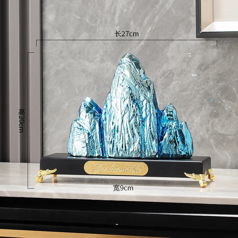 DecorBites™ Ceramic Mountain Sculpture Decor - Golden/Silver Landscape Ornament
