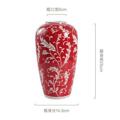 DecorBites™ Blue White Porcelain Vase Chinese Retro Home Decor Flower Vase
