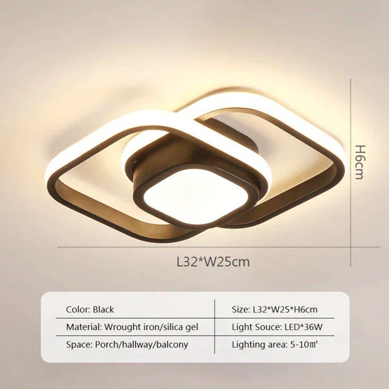 DecorBites™ Black Square LED Ceiling Lamp: Modern Lighting for Corridor, Aisle, Cloakroom, Balcony
