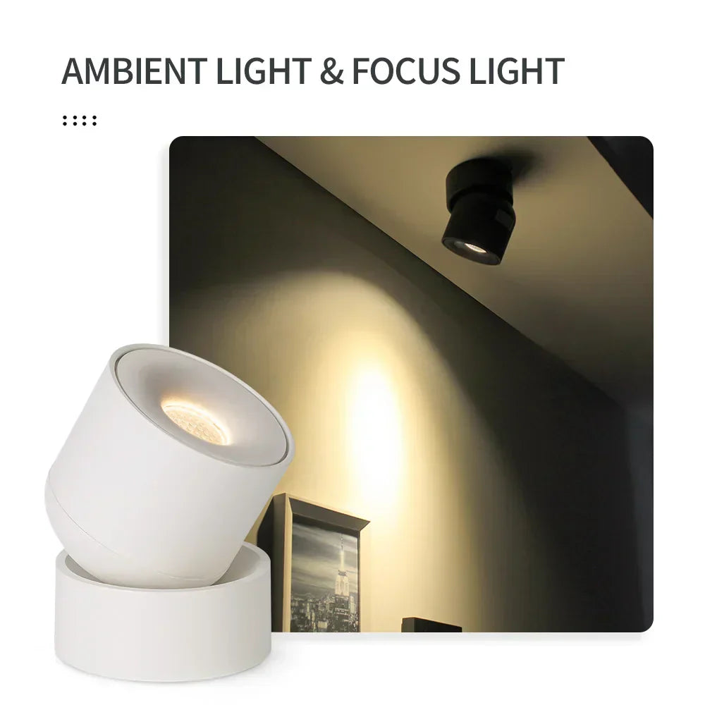 DecorBites™ 9W COB LED Ceiling Spotlight 360° Rotation Modern Surface Mounted Lamp