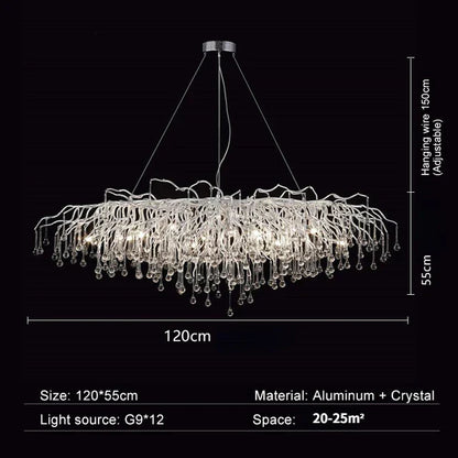 DecorBites™ Crystal Water Drop Branch Chandelier LED Lighting Fixture for Hall Living Room