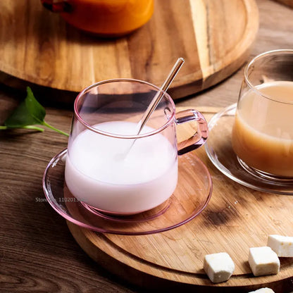 DecorBites™ 350ml Glass Coffee Mug Tea Juice Cup Heat Resistant Durable High Borosilicate