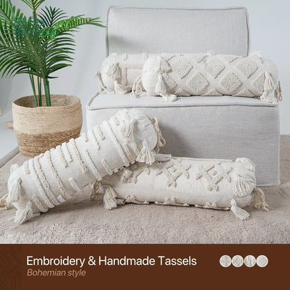 DecorBites™ Boho Tufted Tassel Lumbar Throw Pillow